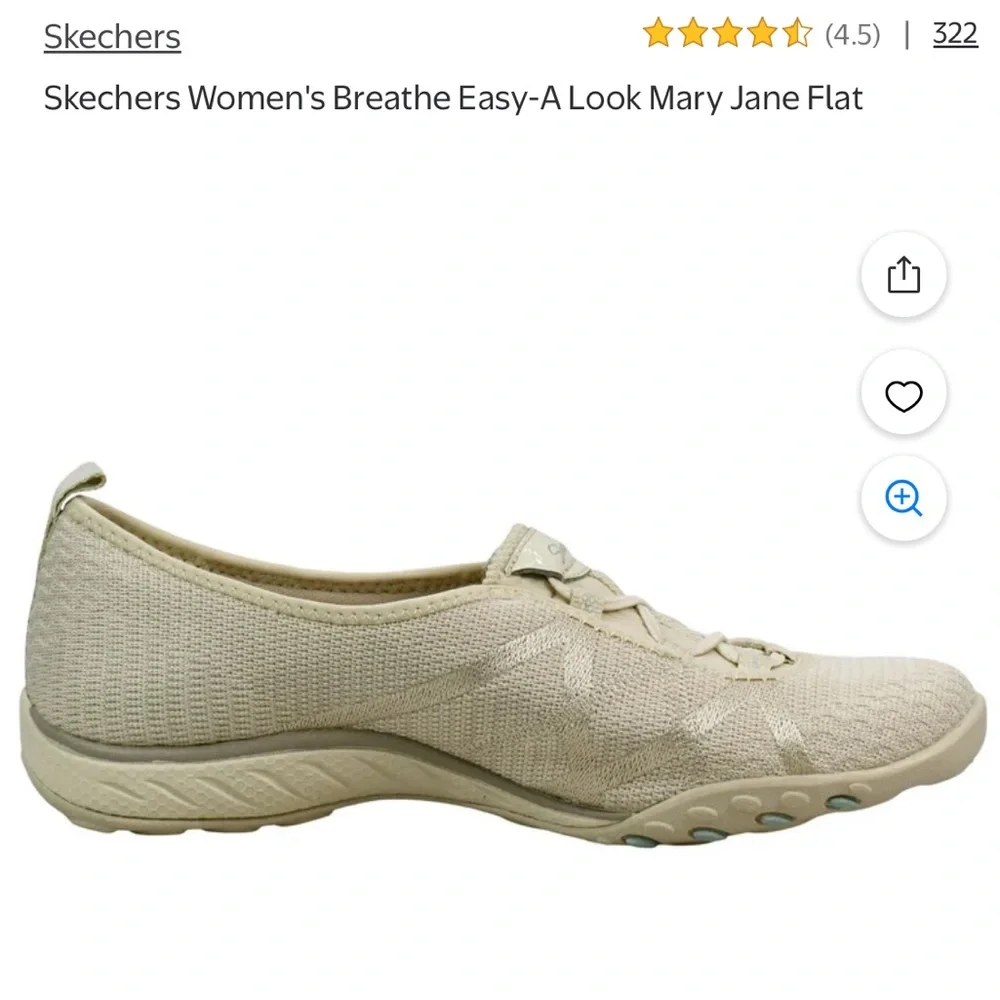 Skechers Women's Breathe Easy-A Look Mary Jane Flats  in Beige - Picture 3 of 10